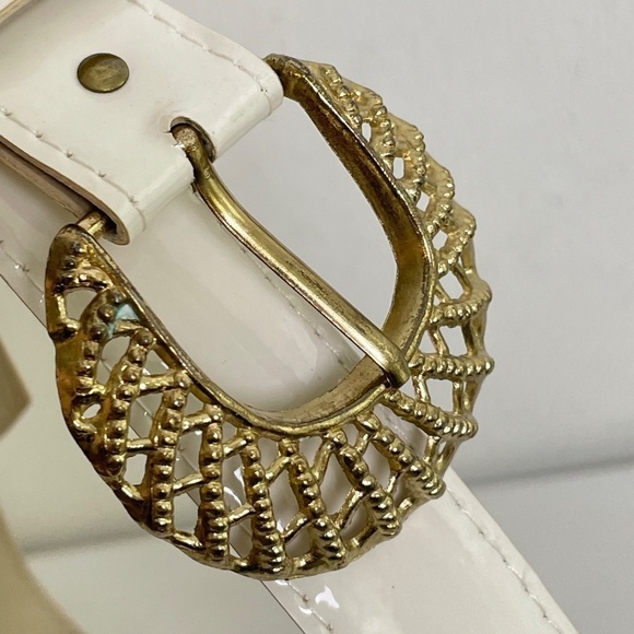 Vintage Minimalist Retro 60s 70s 80s engraved gold belt buckle XS/S - Picture 11 of 14